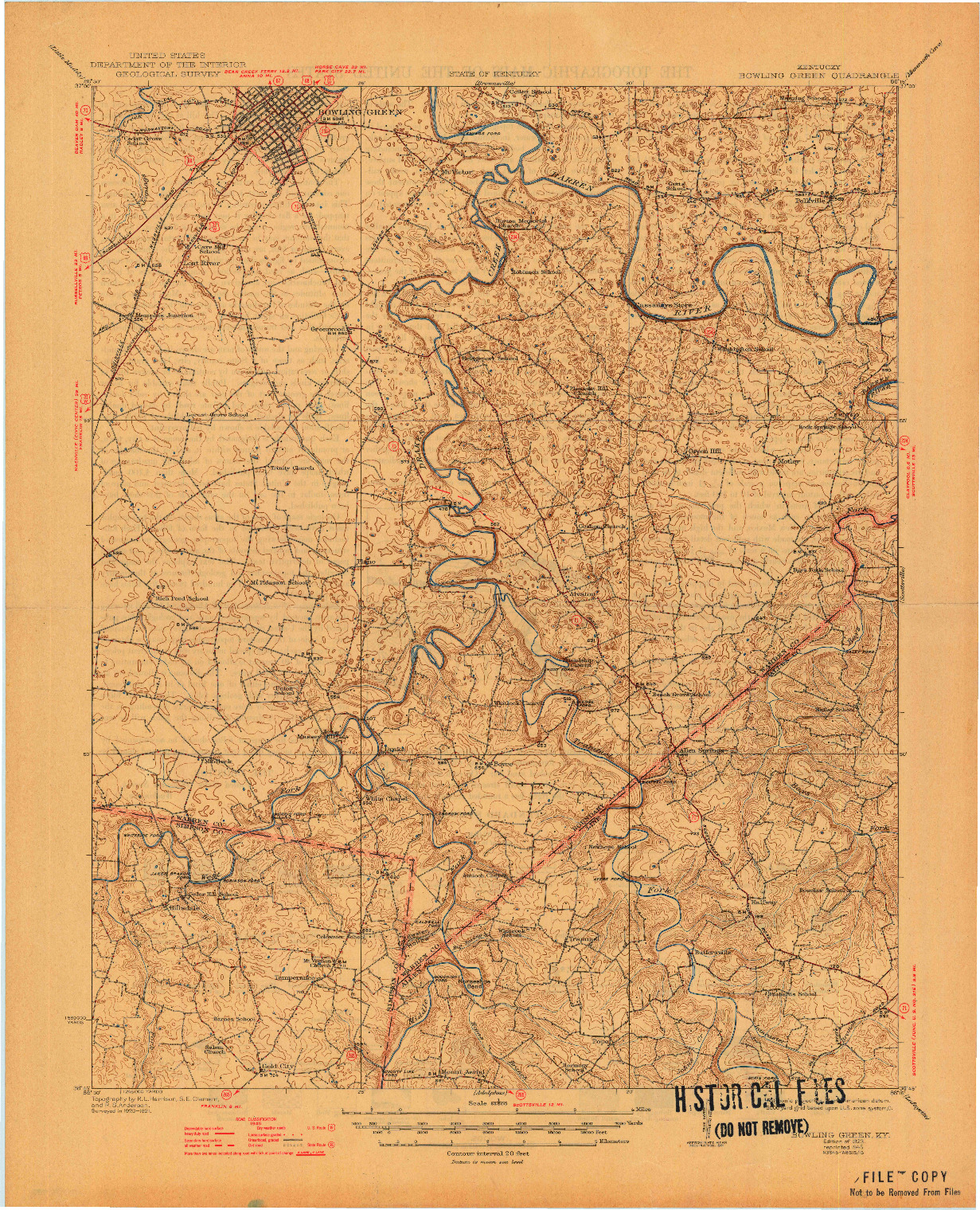 USGS 1:62500-SCALE QUADRANGLE FOR BOWLING GREEN, KY 1923