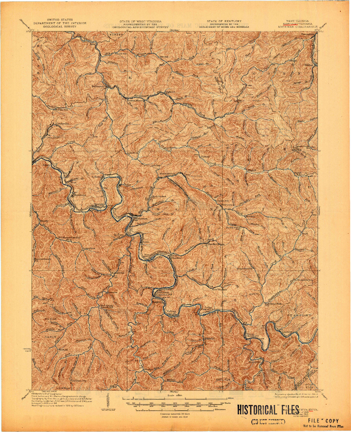 USGS 1:62500-SCALE QUADRANGLE FOR MATEWAN, KY 1928