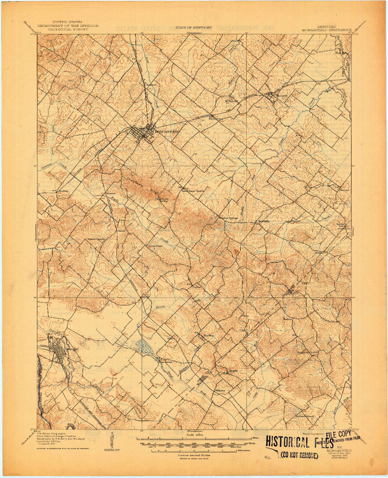 USGS 1:62500-SCALE QUADRANGLE FOR MORGANFIELD, KY 1907