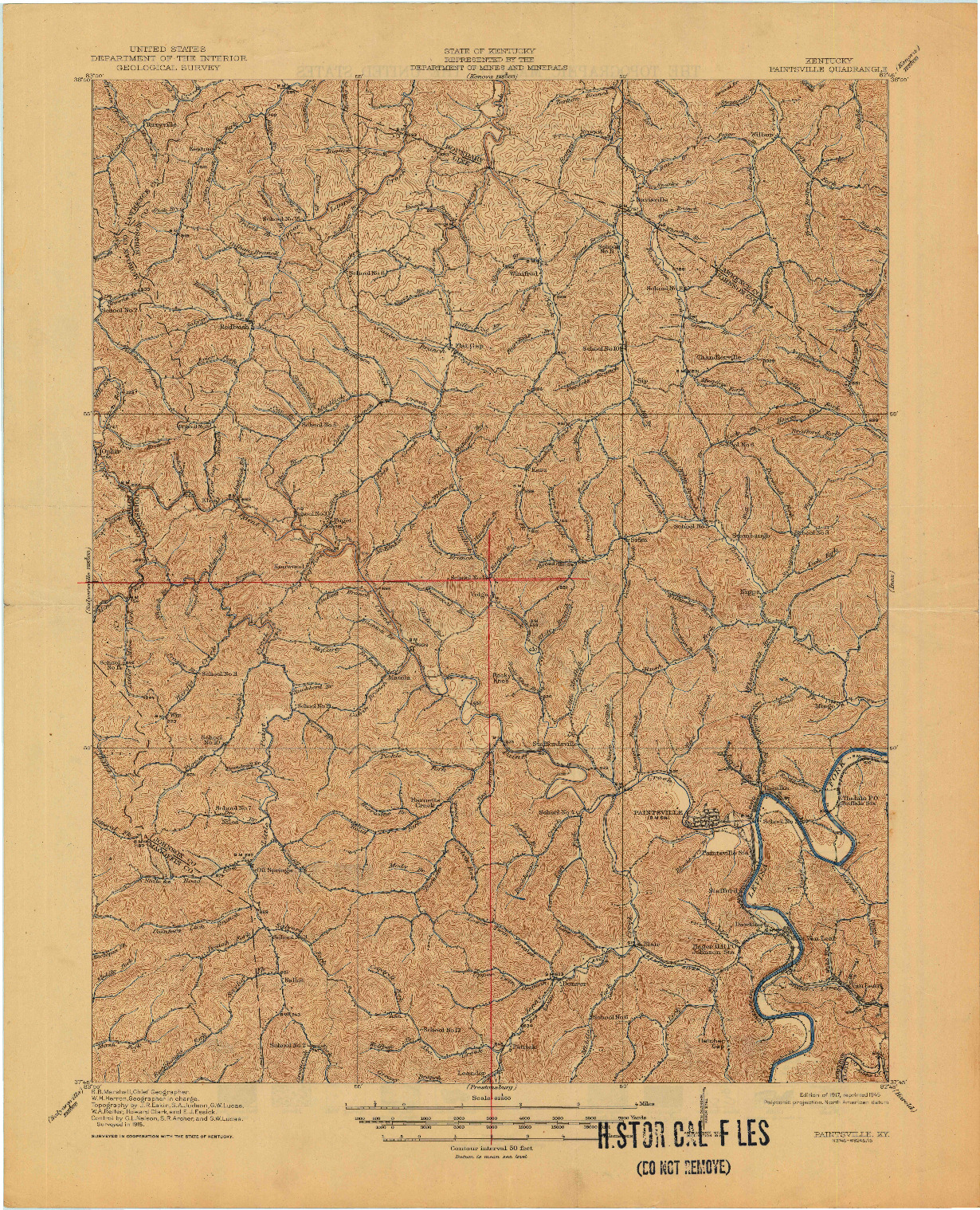 USGS 1:62500-SCALE QUADRANGLE FOR PAINTSVILLE, KY 1917