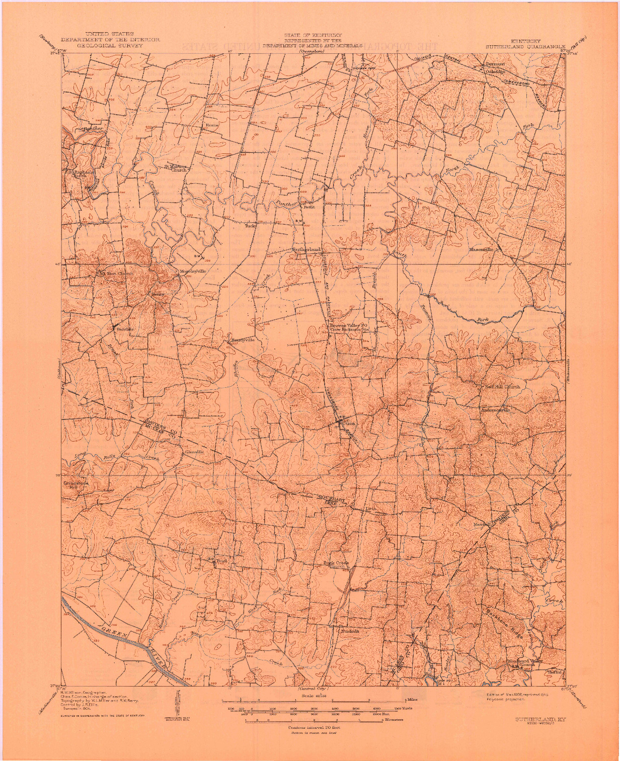 USGS 1:62500-SCALE QUADRANGLE FOR SUTHERLAND, KY 1906