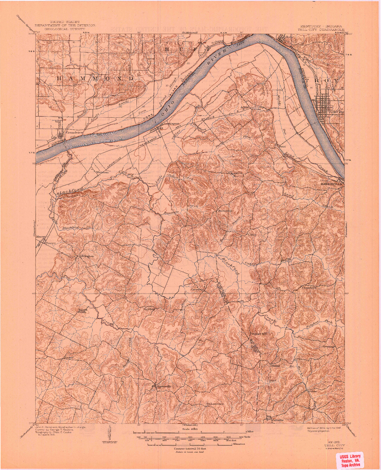 USGS 1:62500-SCALE QUADRANGLE FOR TELL CITY, KY 1903