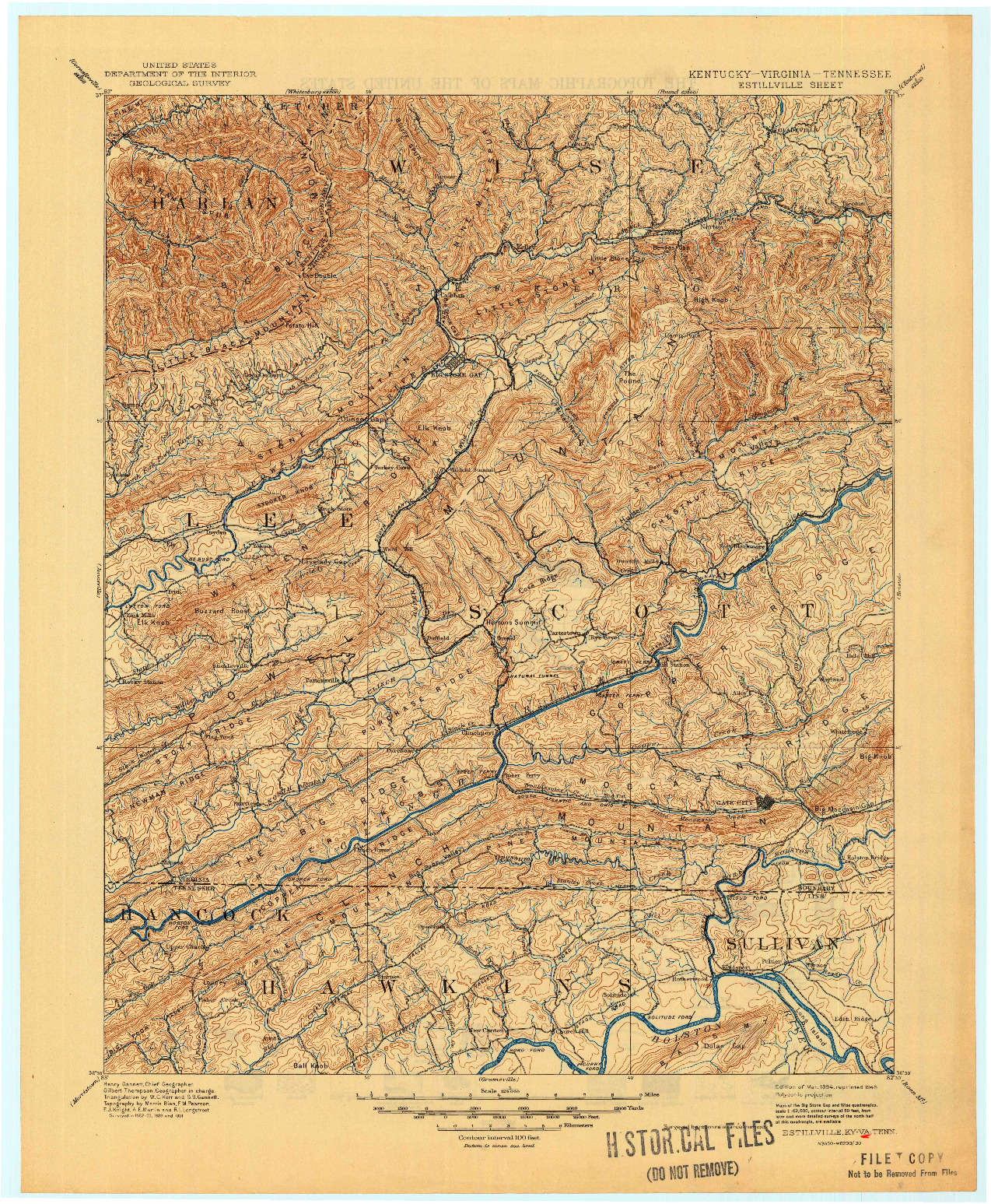 USGS 1:125000-SCALE QUADRANGLE FOR ESTILLVILLE, KY 1894