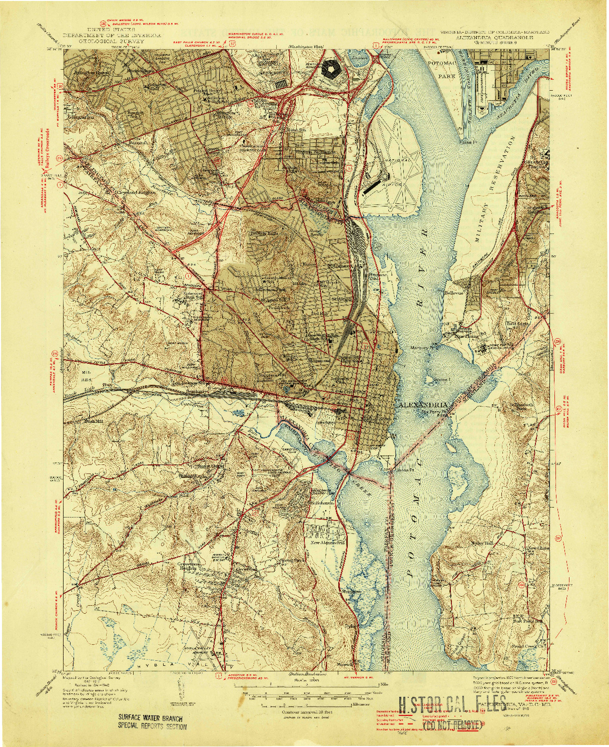 USGS 1:31680-SCALE QUADRANGLE FOR ALEXANDRIA, VA 1945