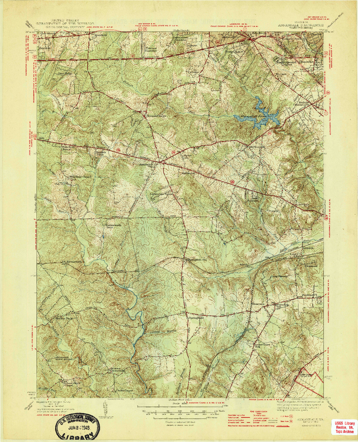 USGS 1:31680-SCALE QUADRANGLE FOR ANNANDALE, VA 1945