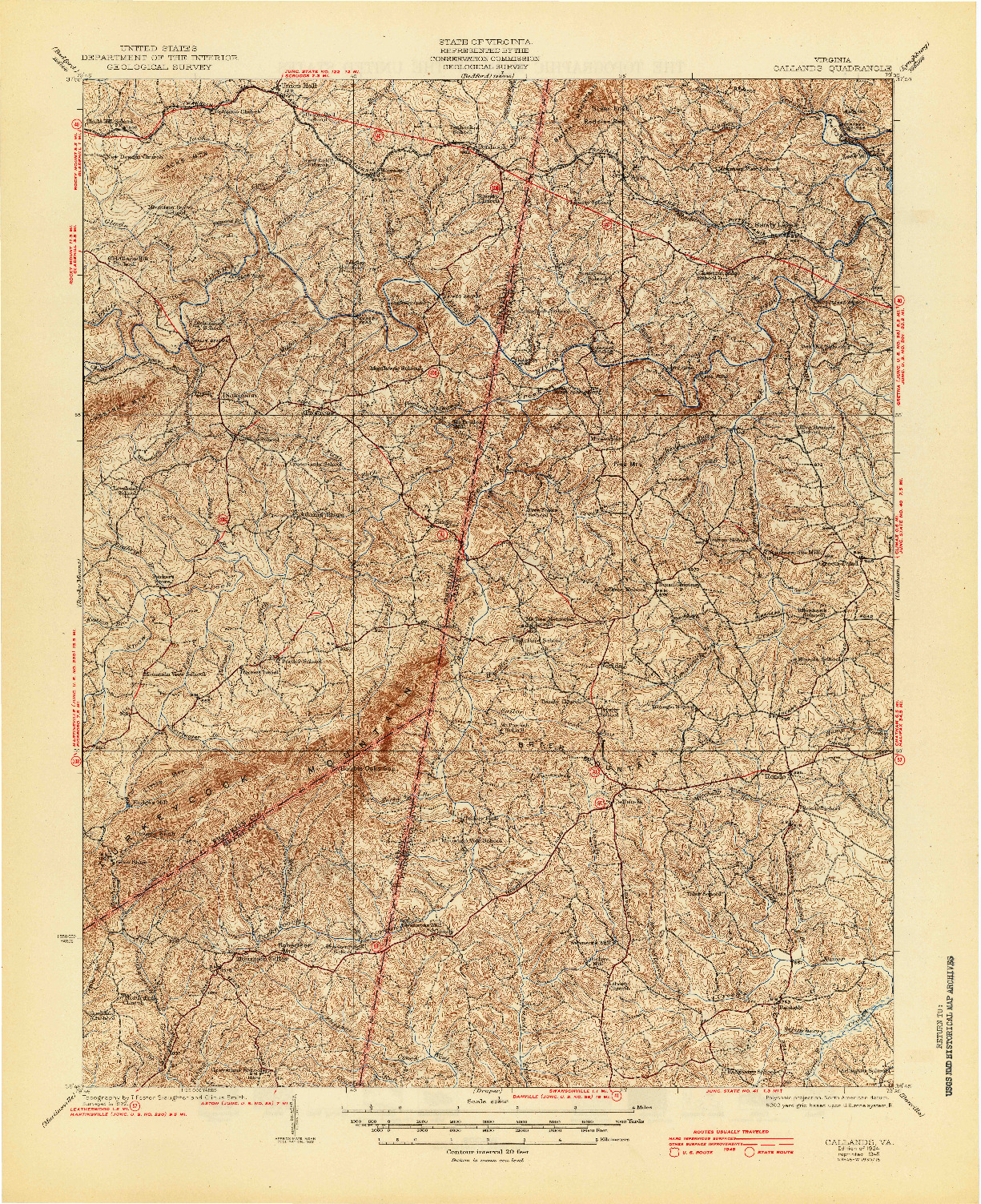 USGS 1:62500-SCALE QUADRANGLE FOR CALLANDS, VA 1924