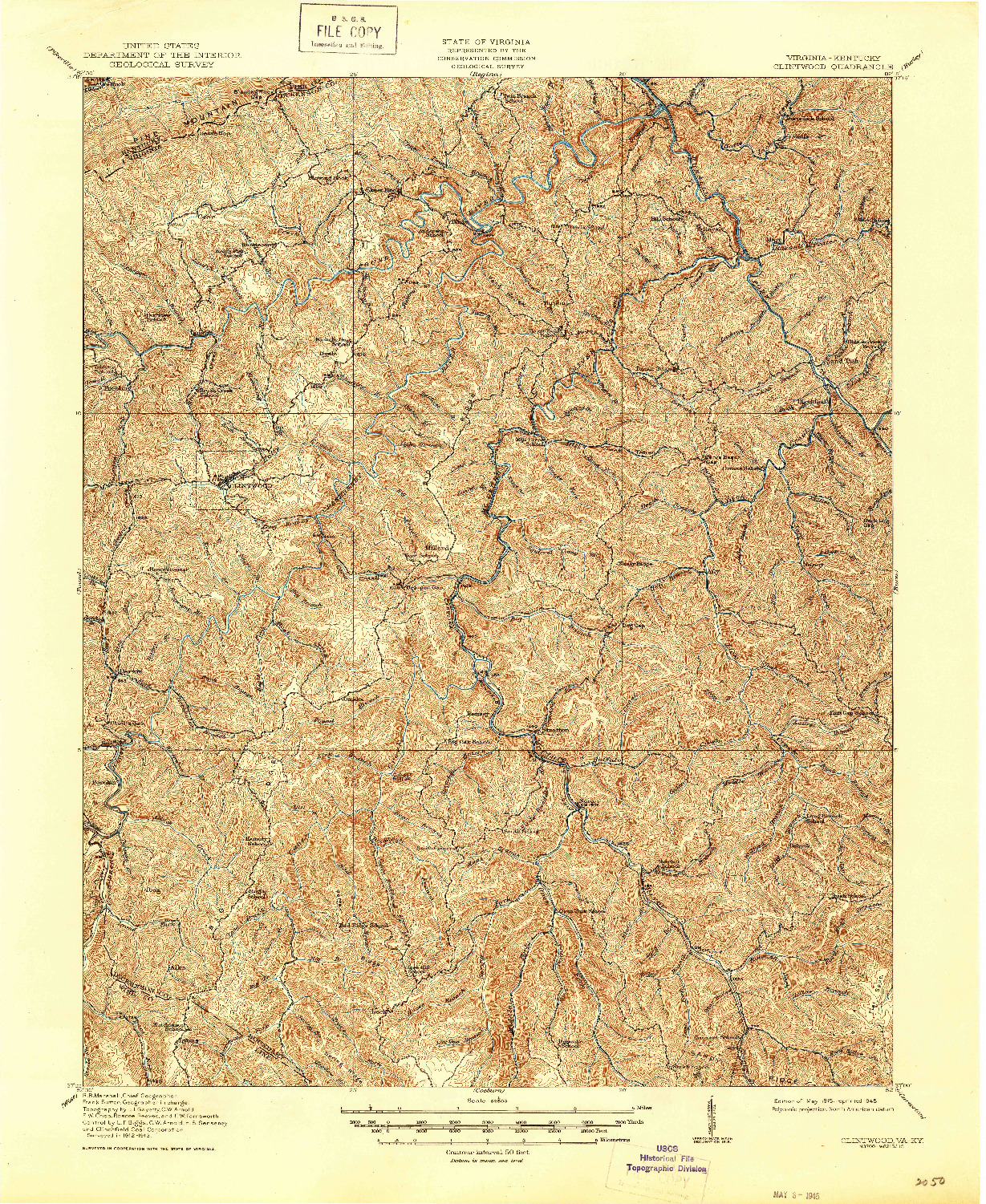 USGS 1:62500-SCALE QUADRANGLE FOR CLINTWOOD, VA 1915