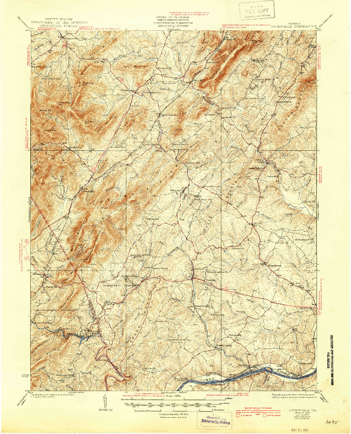 USGS 1:62500-SCALE QUADRANGLE FOR COVESVILLE, VA 1929