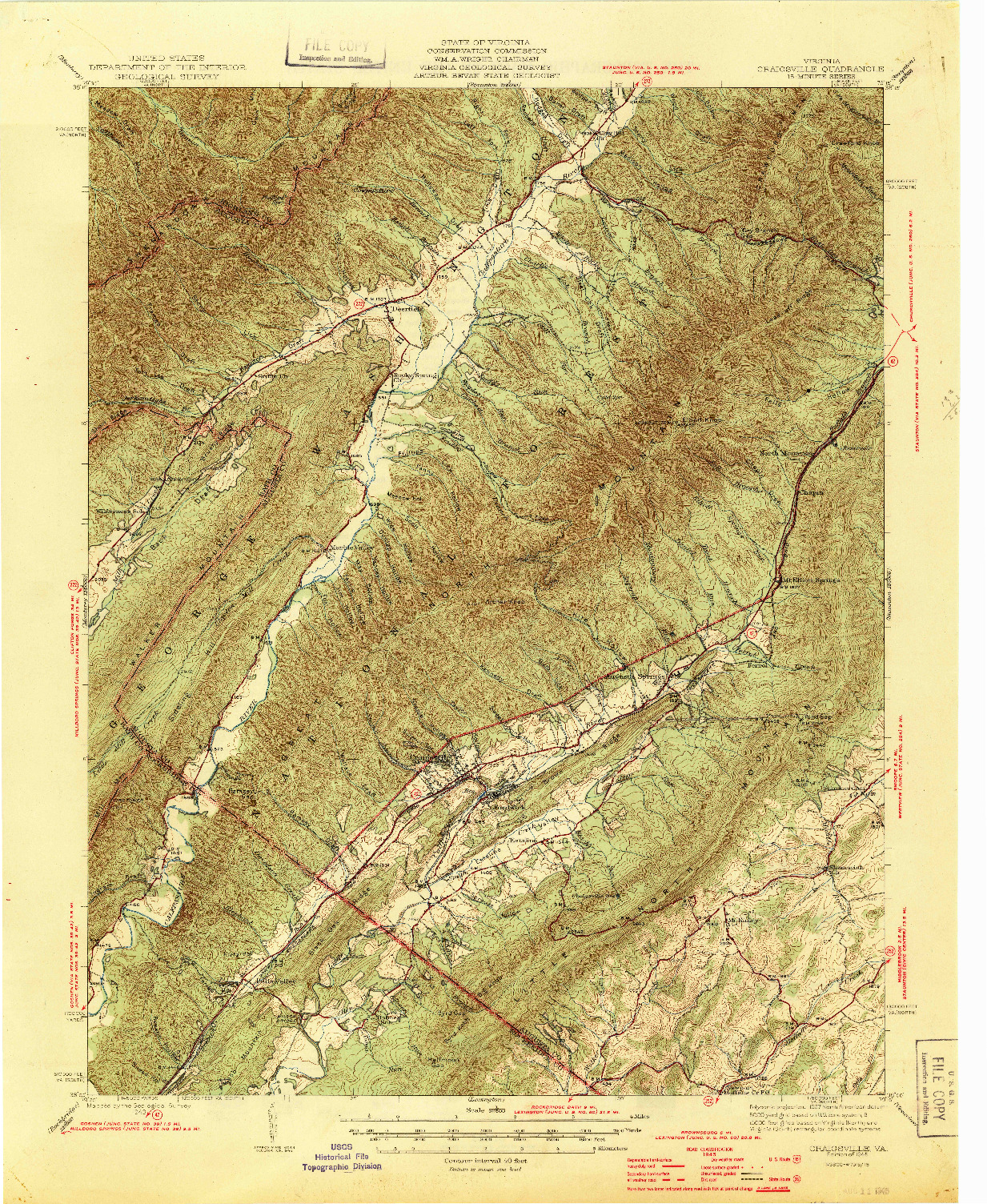 USGS 1:62500-SCALE QUADRANGLE FOR CRAIGSVILLE, VA 1945