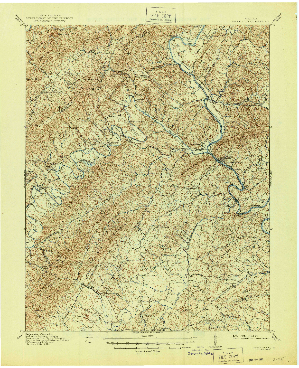 USGS 1:62500-SCALE QUADRANGLE FOR EAGLE ROCK, VA 1915