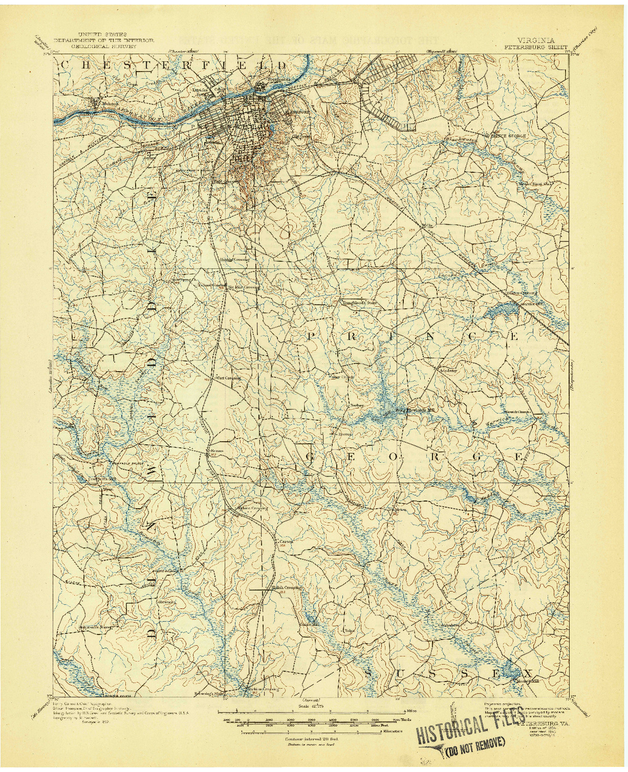 USGS 1:62500-SCALE QUADRANGLE FOR PETERSBURG, VA 1894