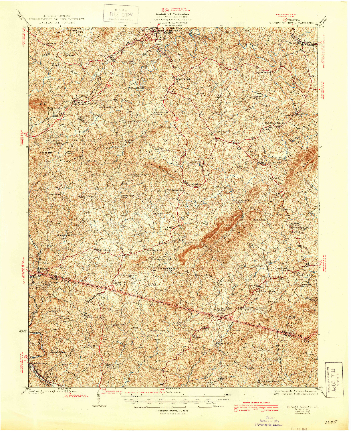 USGS 1:62500-SCALE QUADRANGLE FOR ROCKY MOUNT, VA 1927