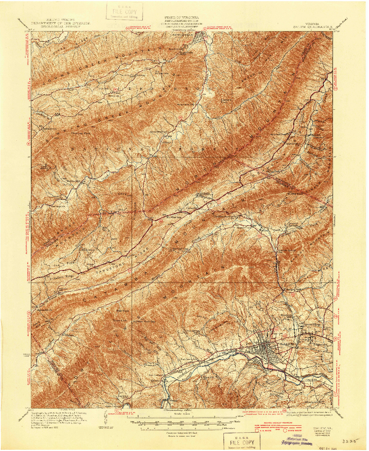 USGS 1:62500-SCALE QUADRANGLE FOR SALEM, VA 1932