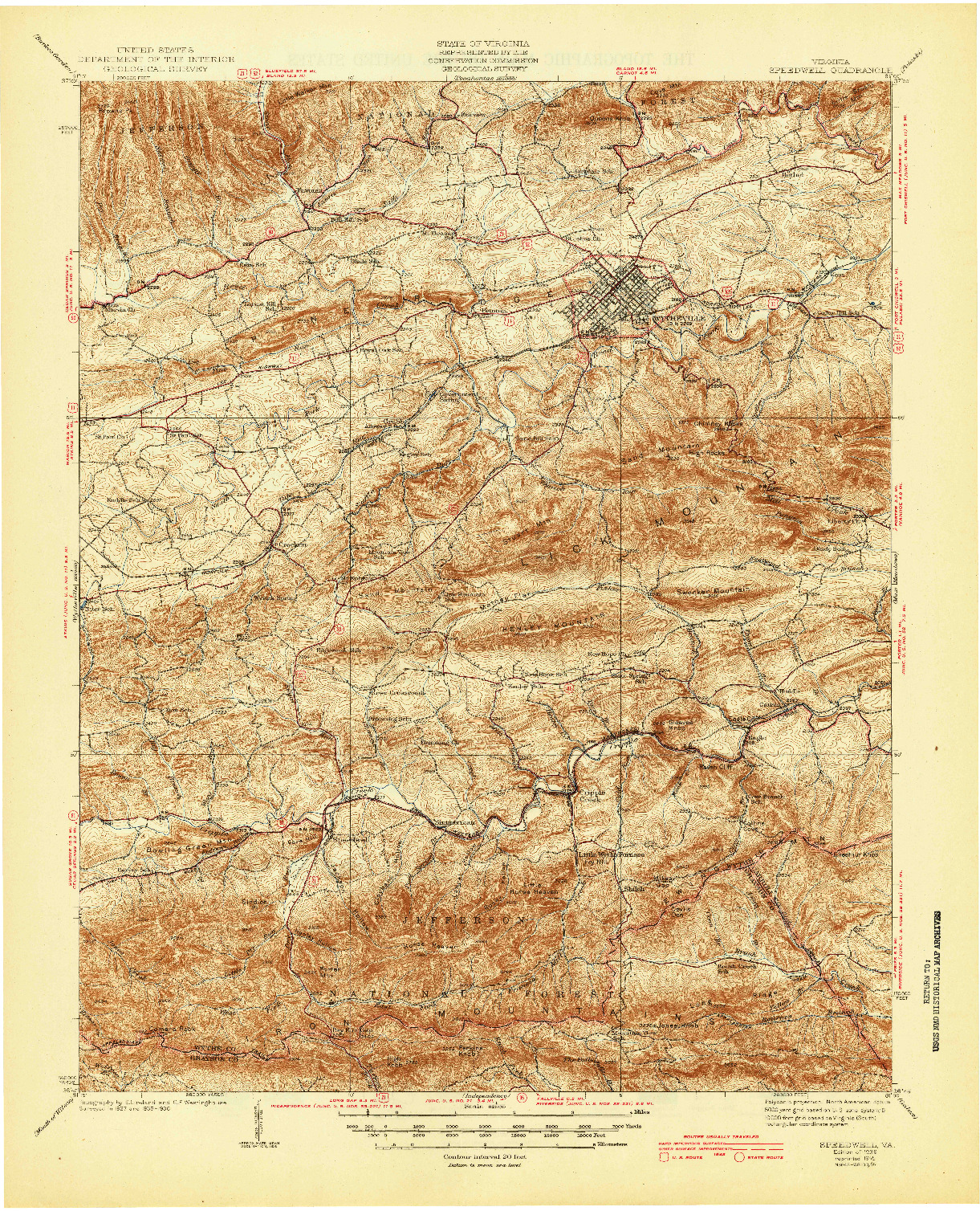 USGS 1:62500-SCALE QUADRANGLE FOR SPEEDWELL, VA 1939