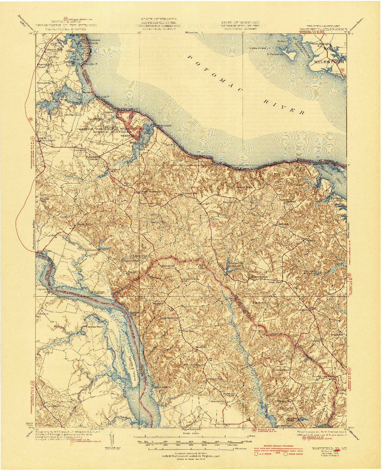 USGS 1:62500-SCALE QUADRANGLE FOR WAKEFIELD, VA 1932