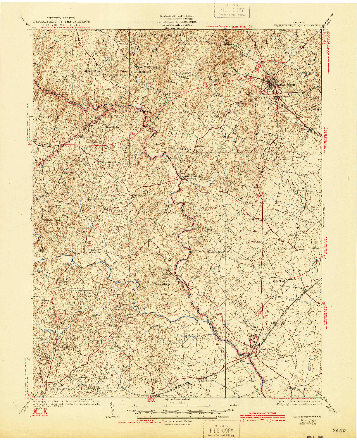 USGS 1:62500-SCALE QUADRANGLE FOR WARRENTON, VA 1930