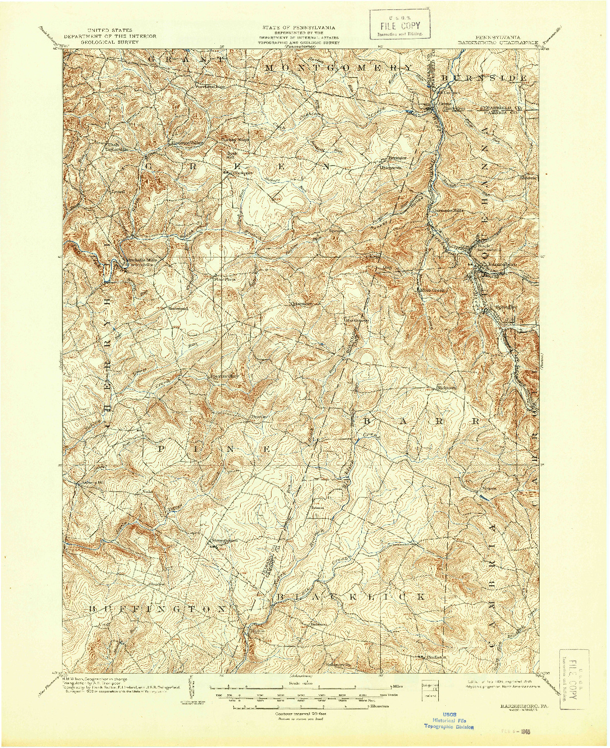 USGS 1:62500-SCALE QUADRANGLE FOR BARNESBORO, PA 1904