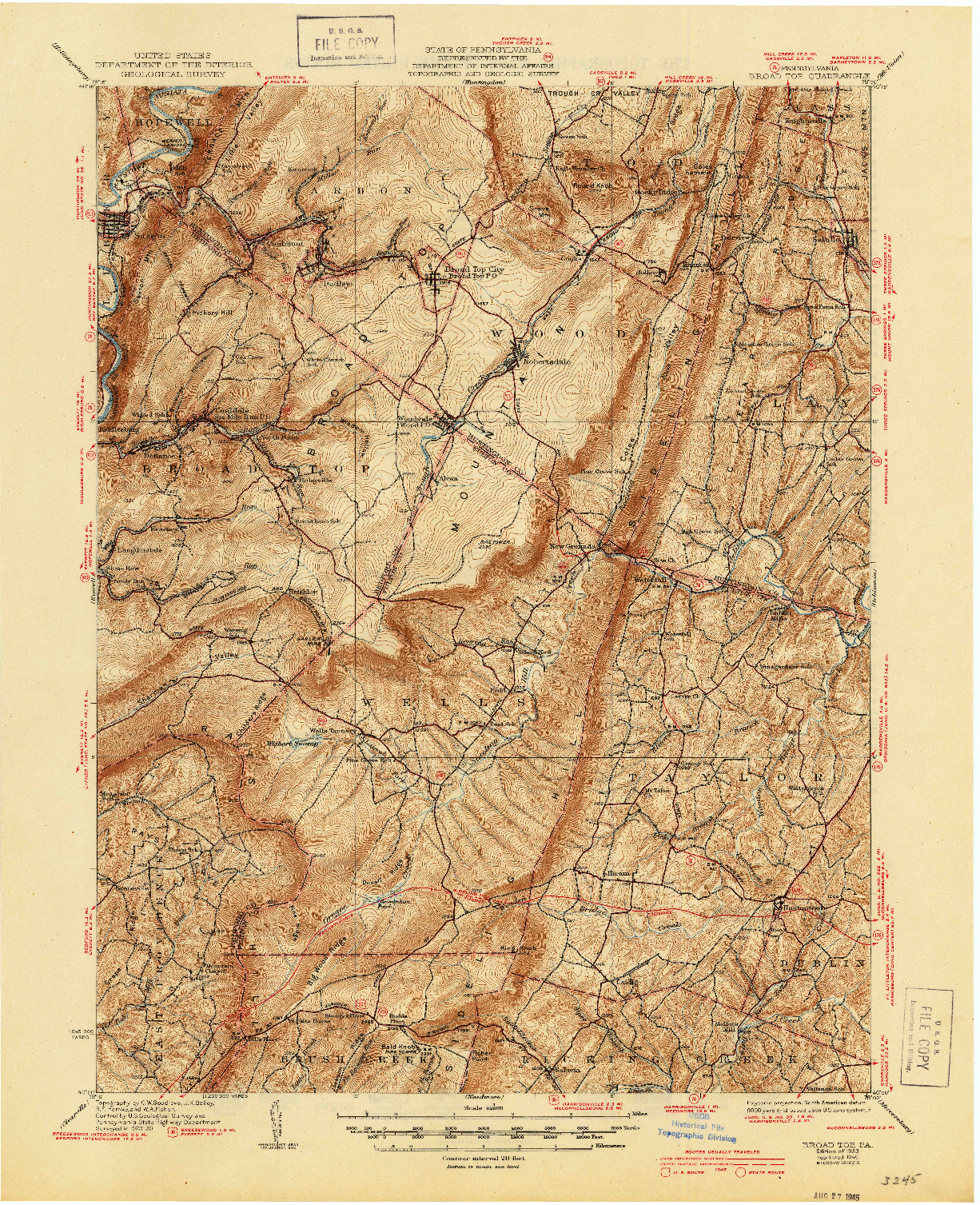 USGS 1:62500-SCALE QUADRANGLE FOR BROAD TOP, PA 1933