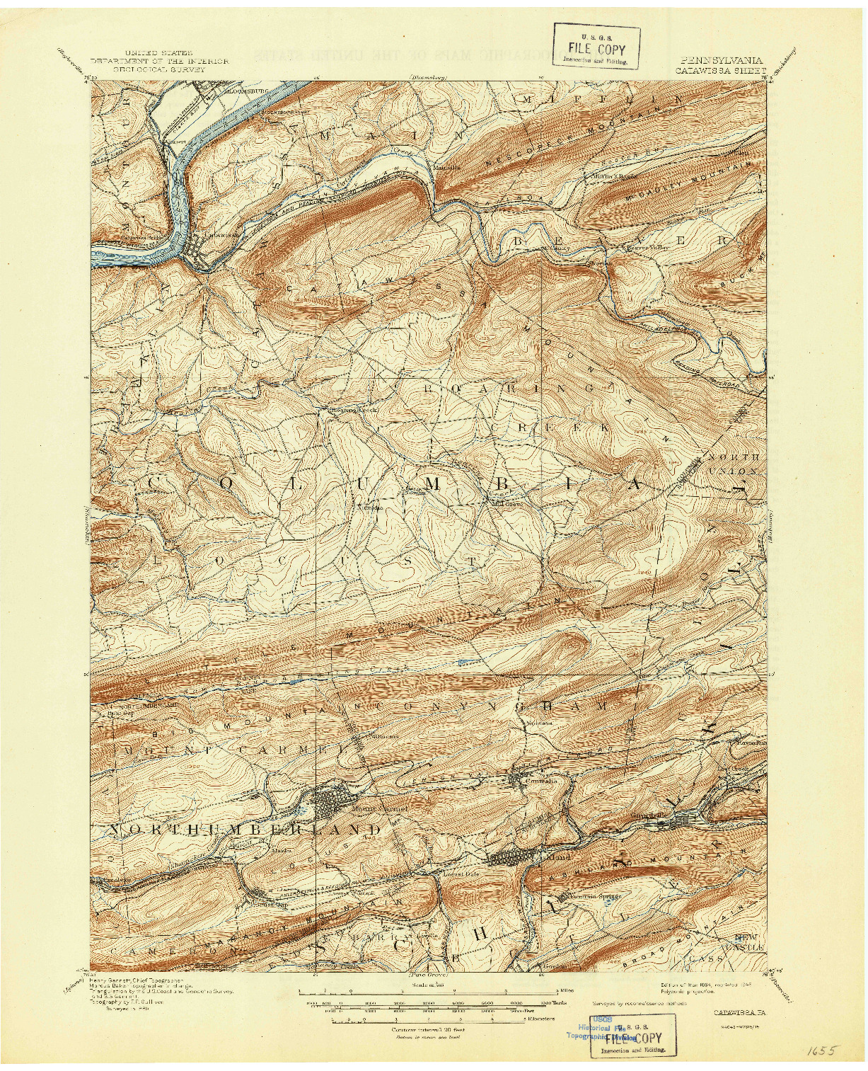 USGS 1:62500-SCALE QUADRANGLE FOR CATAWISSA, PA 1894