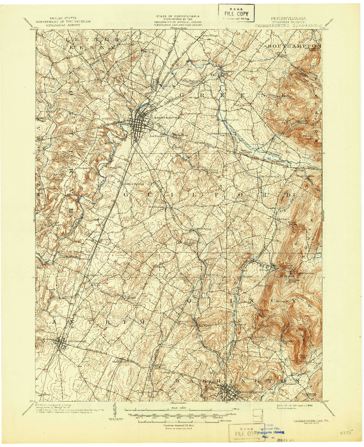 USGS 1:62500-SCALE QUADRANGLE FOR CHAMBERSBURG, PA 1902