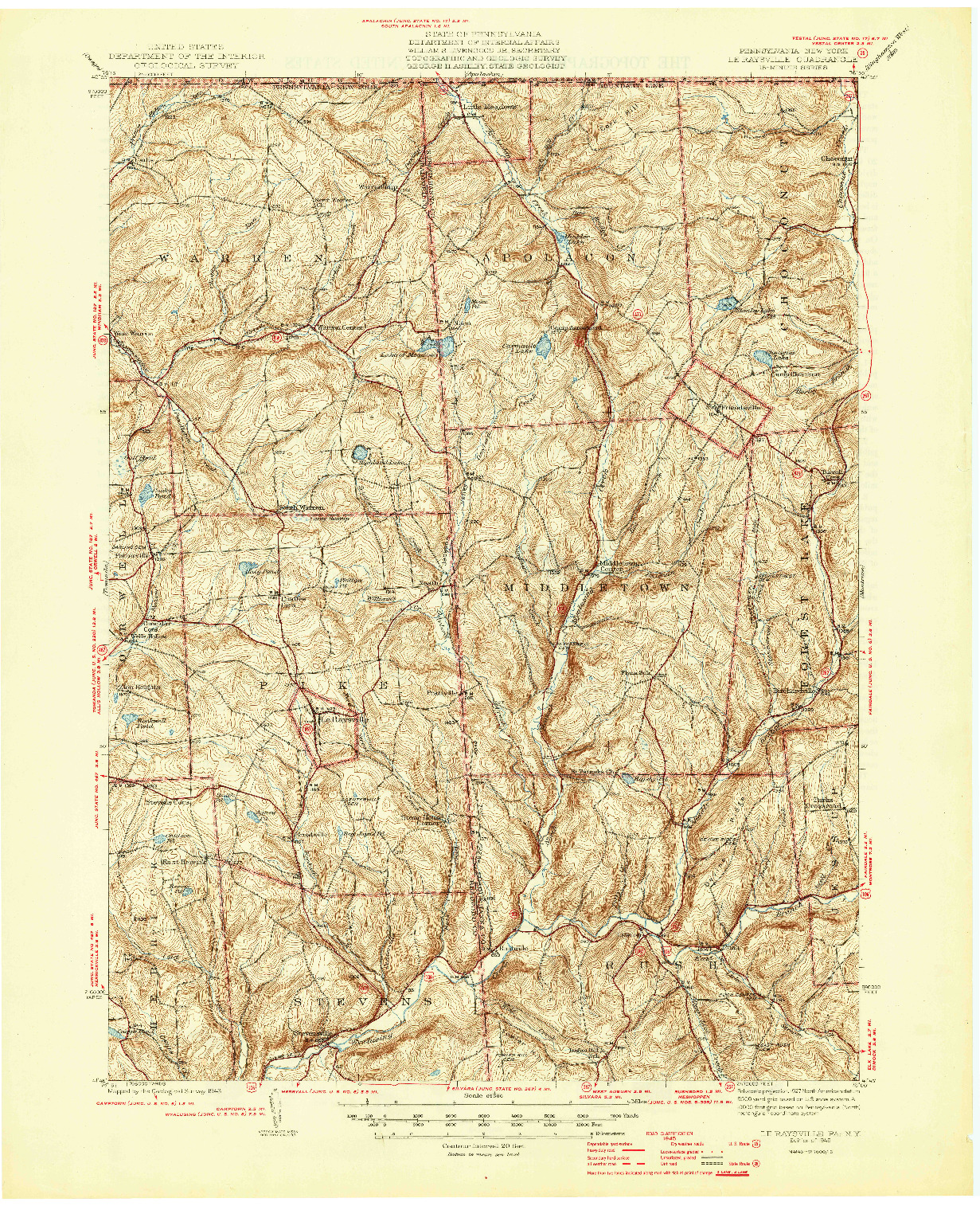 USGS 1:62500-SCALE QUADRANGLE FOR LE RAYSVILLE, PA 1945
