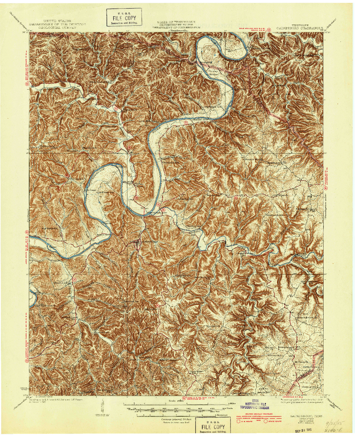 USGS 1:62500-SCALE QUADRANGLE FOR GAINESBORO, TN 1929