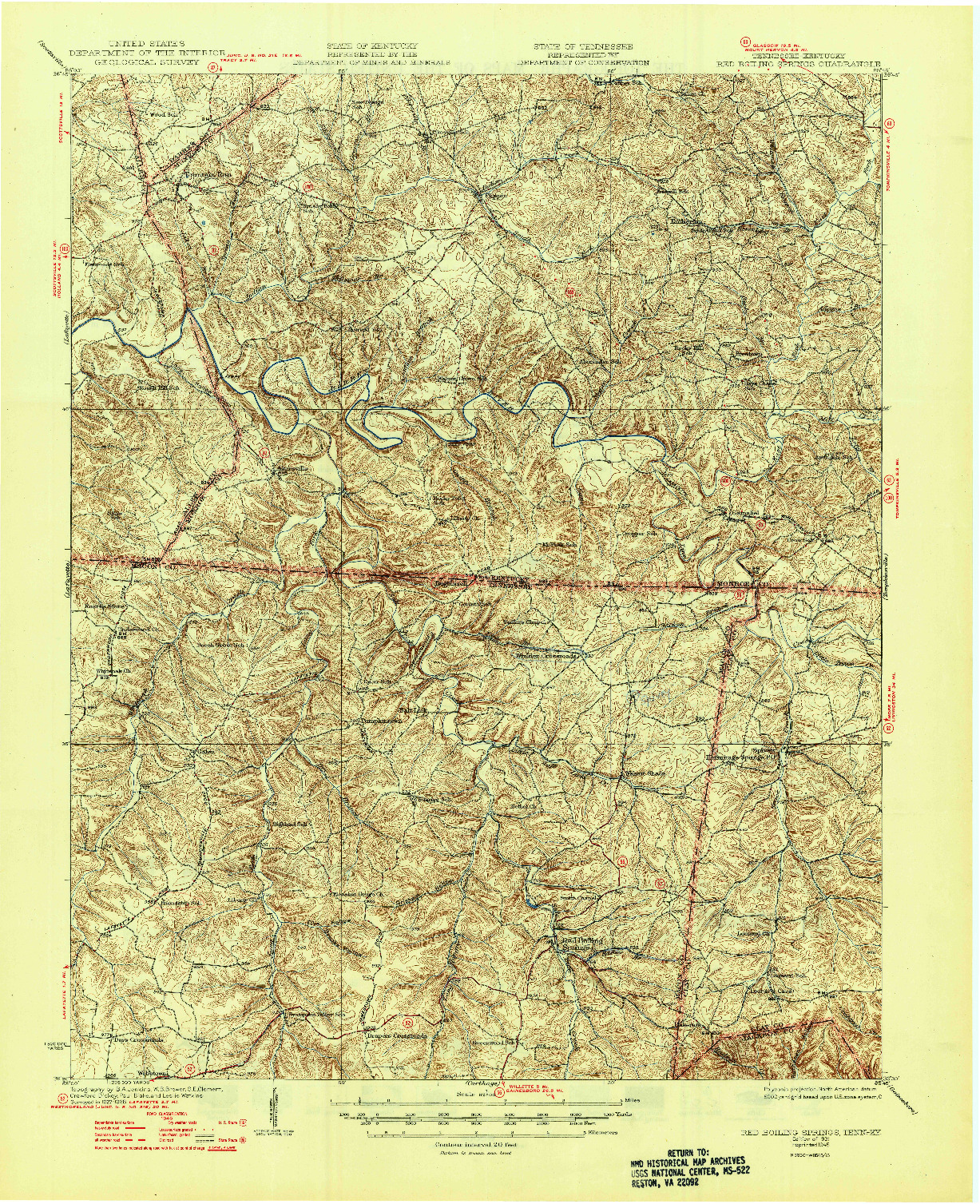 USGS 1:62500-SCALE QUADRANGLE FOR RED BOILING SPRINGS, TN 1931
