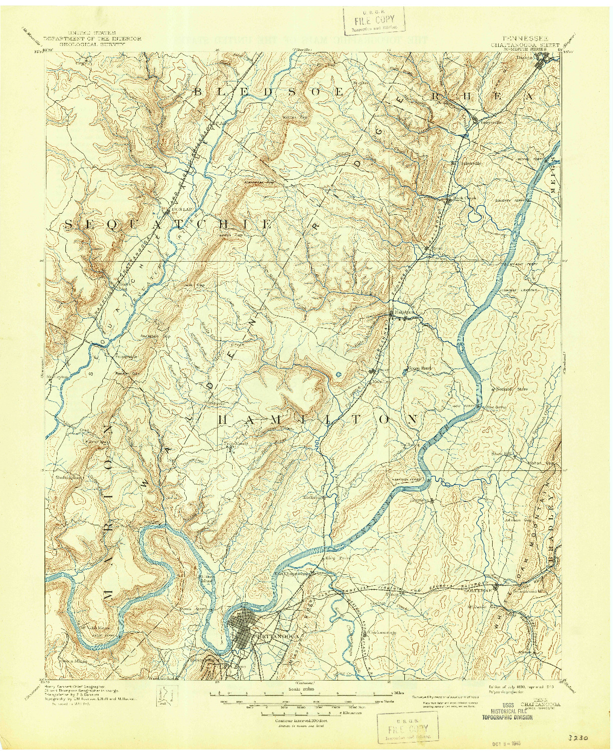 USGS 1:125000-SCALE QUADRANGLE FOR CHATTANOOGA, TN 1893