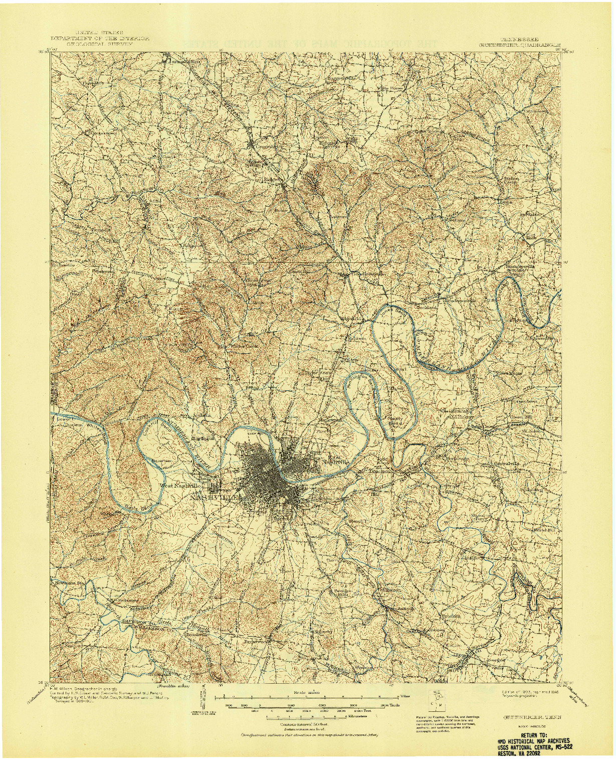 USGS 1:125000-SCALE QUADRANGLE FOR GREENBRIER, TN 1903