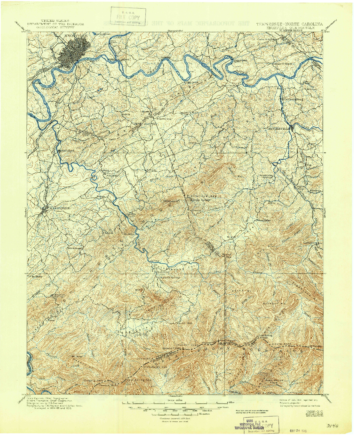 USGS 1:125000-SCALE QUADRANGLE FOR KNOXVILLE, TN 1901