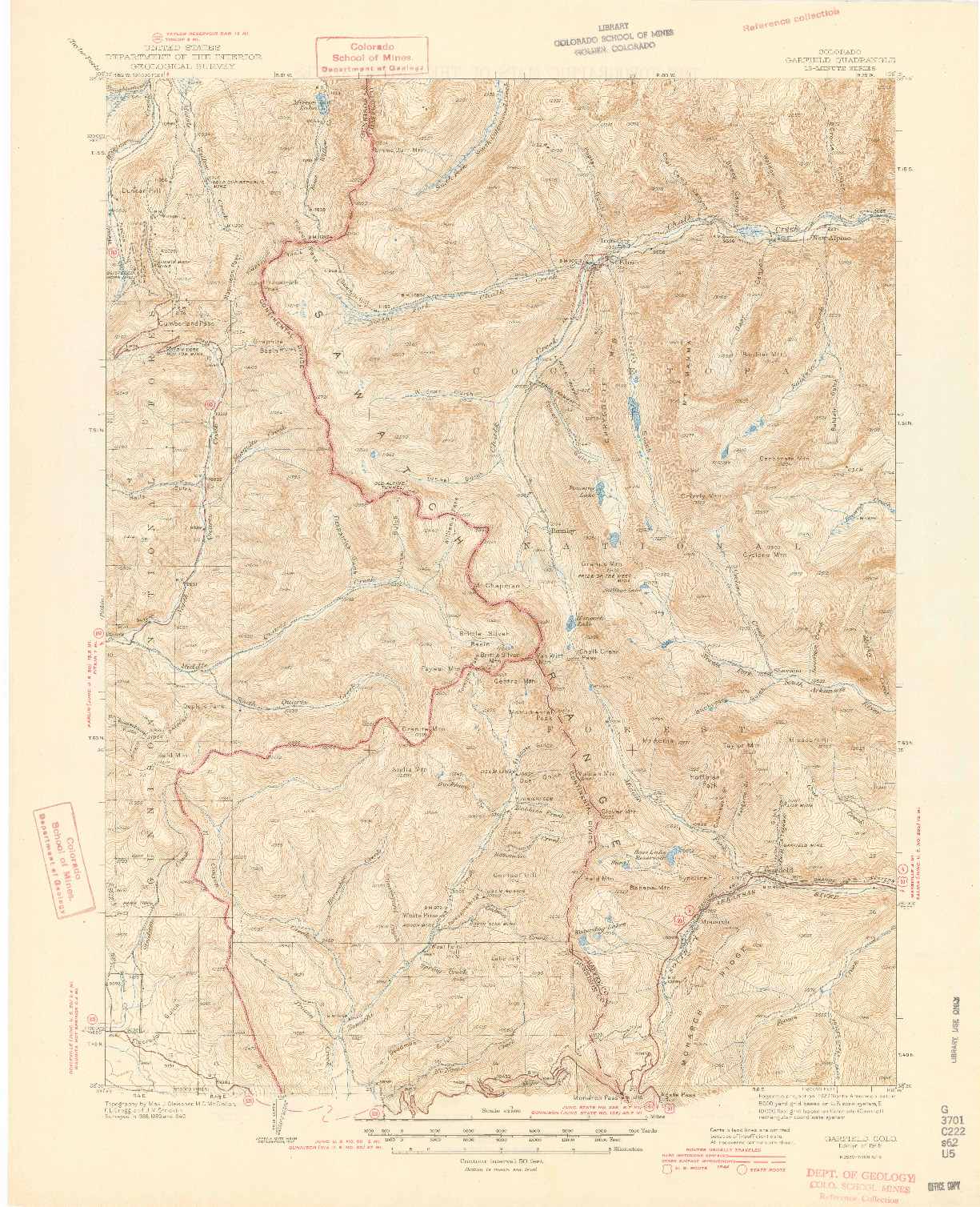USGS 1:62500-SCALE QUADRANGLE FOR GARFIELD, CO 1945