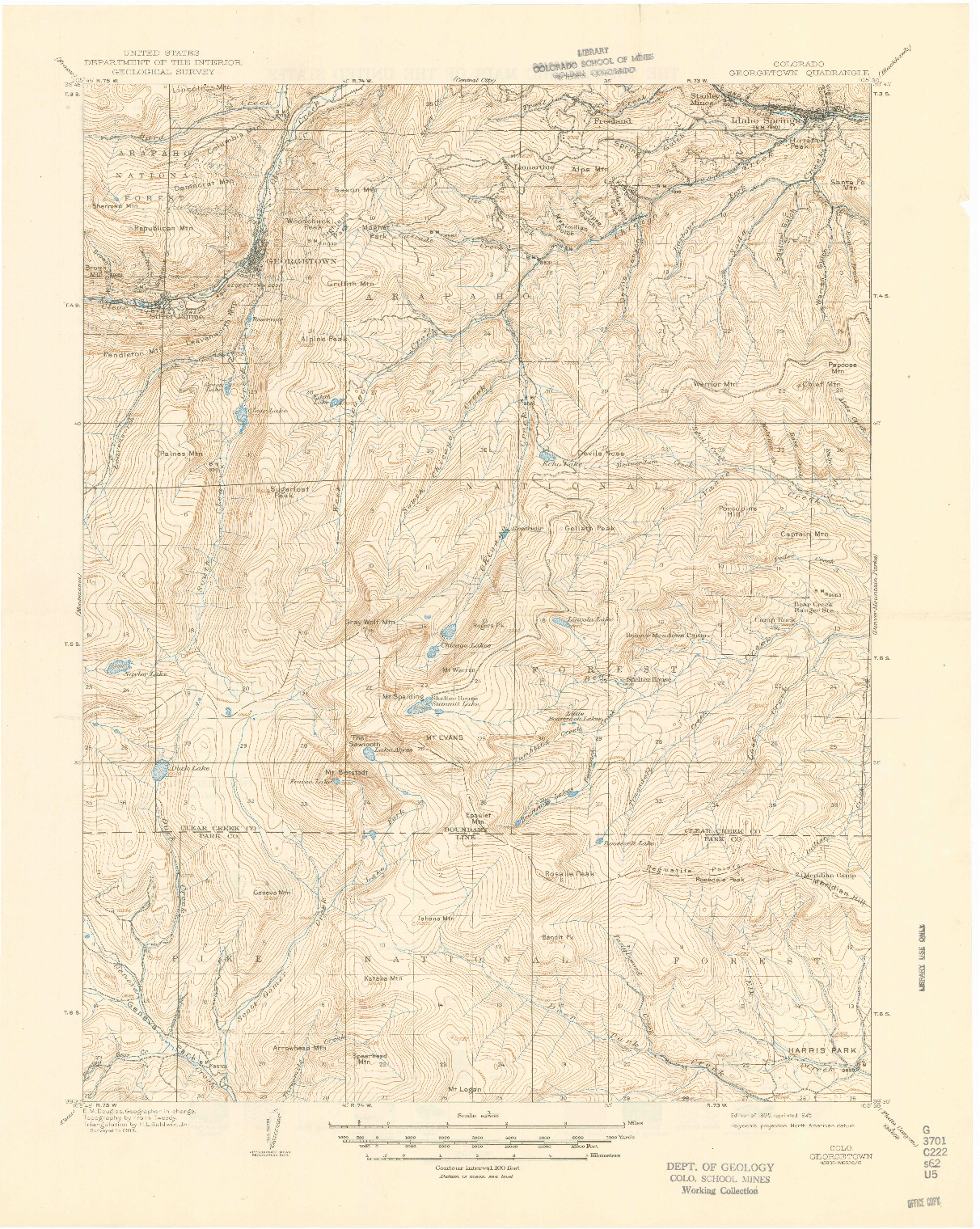 USGS 1:62500-SCALE QUADRANGLE FOR GEORGETOWN, CO 1905
