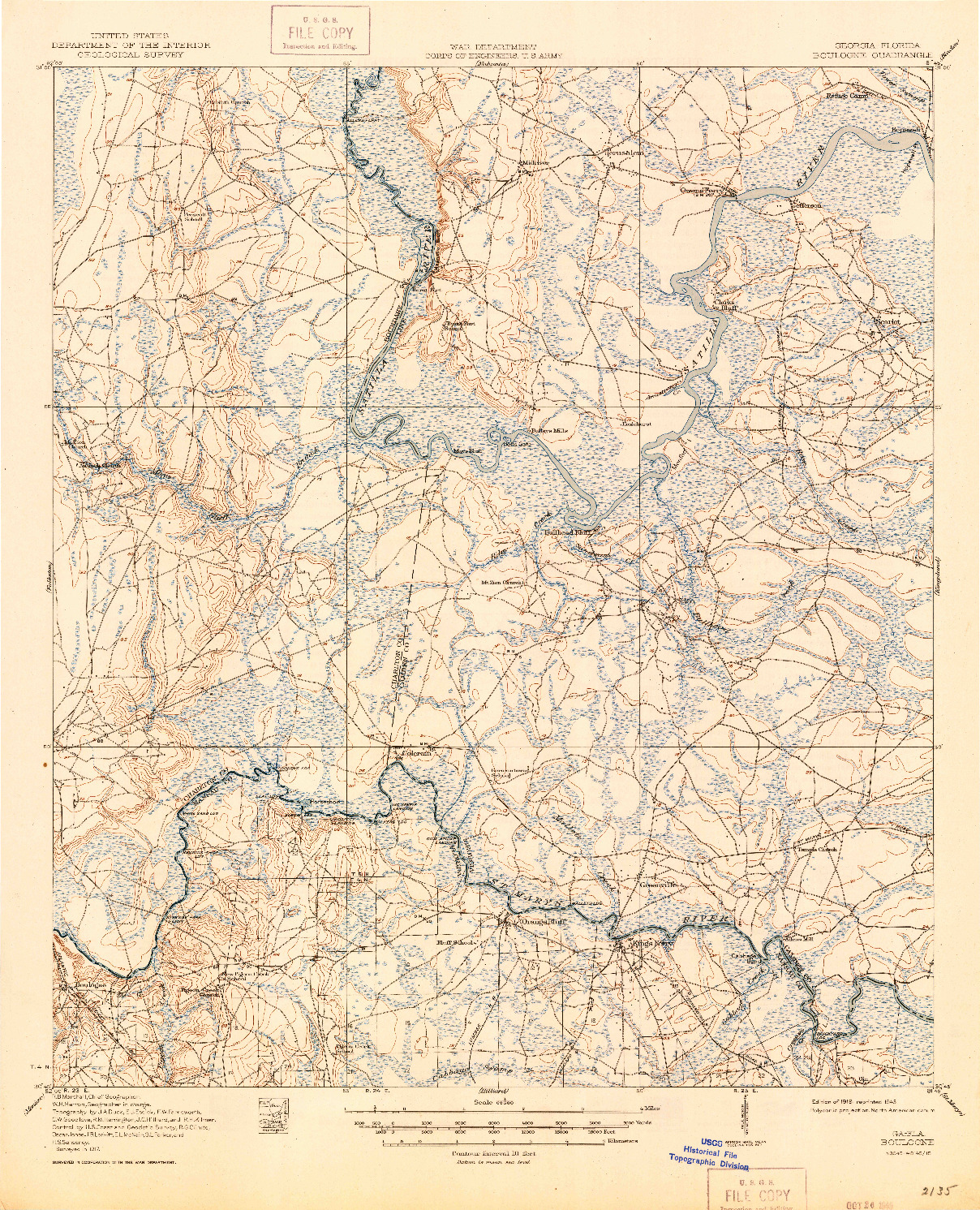 USGS 1:62500-SCALE QUADRANGLE FOR BOULOGNE, GA 1919