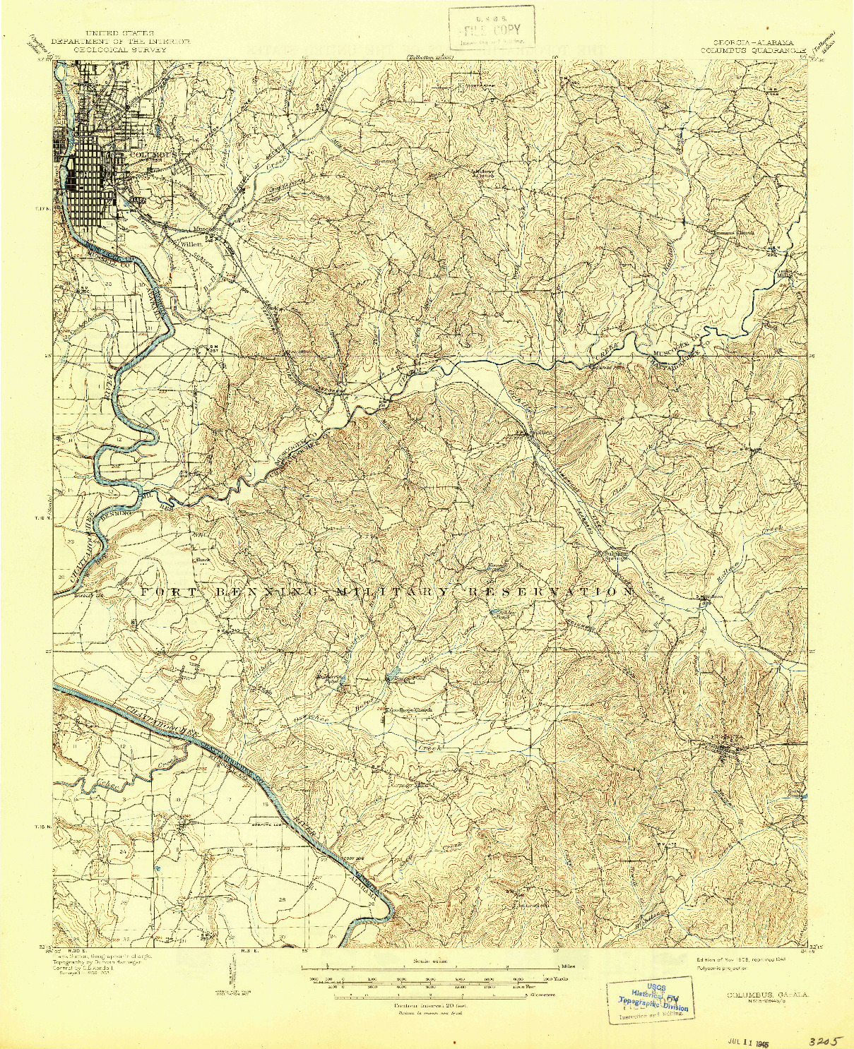 USGS 1:62500-SCALE QUADRANGLE FOR COLUMBUS, GA 1908