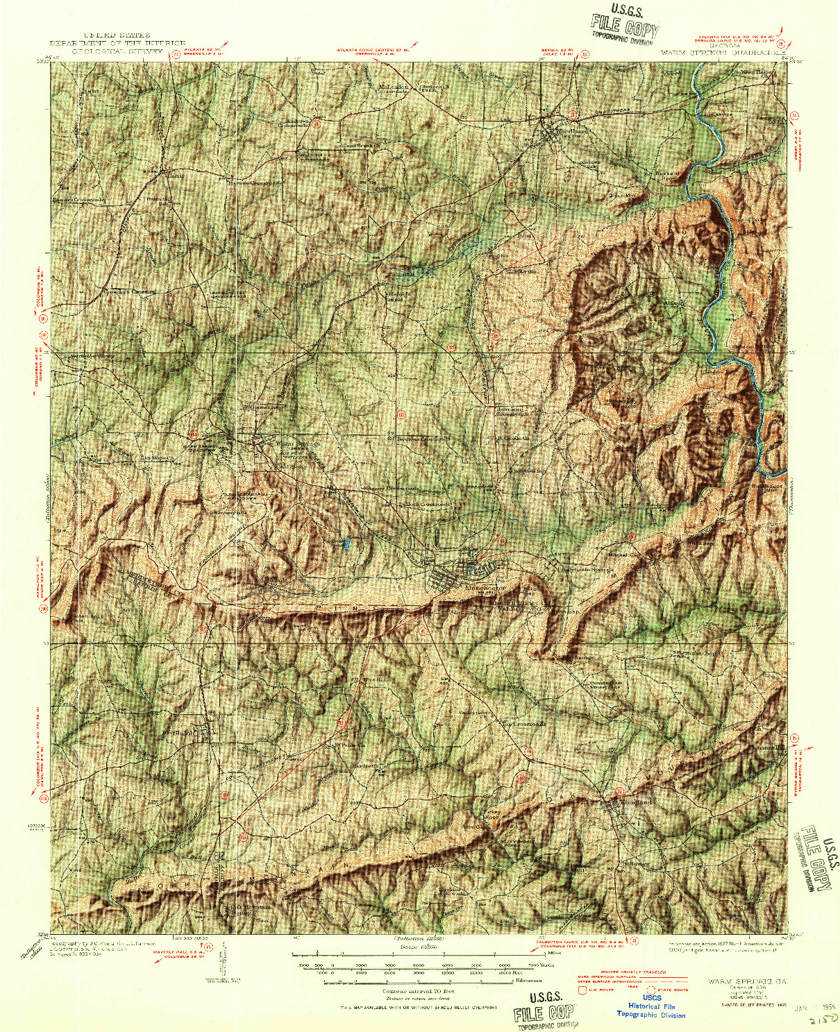 USGS 1:62500-SCALE QUADRANGLE FOR WARM SPRINGS, GA 1936