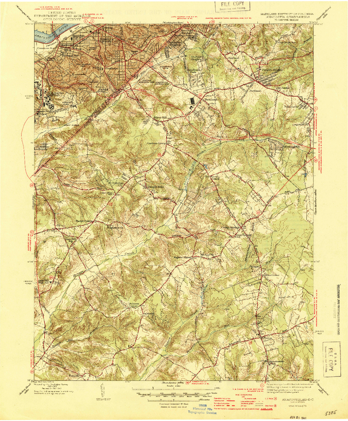 USGS 1:31680-SCALE QUADRANGLE FOR ANACOSTIA, MD 1945