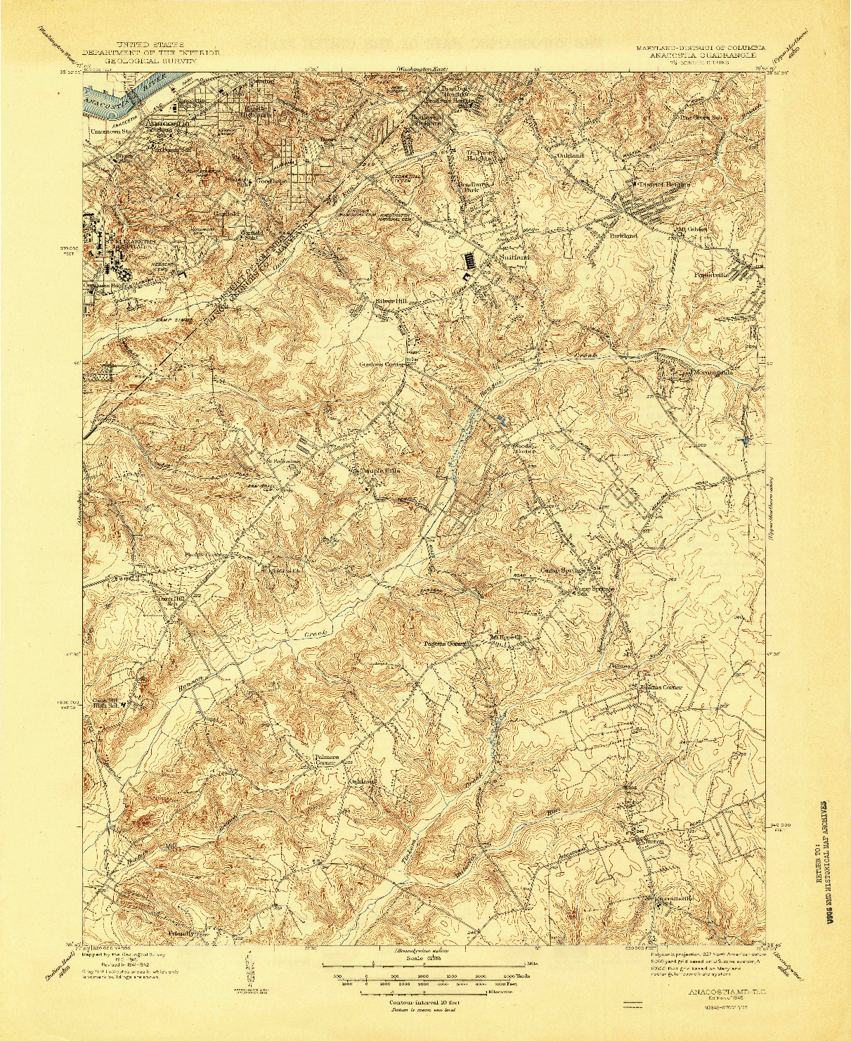 USGS 1:31680-SCALE QUADRANGLE FOR ANACOSTIA, MD 1945