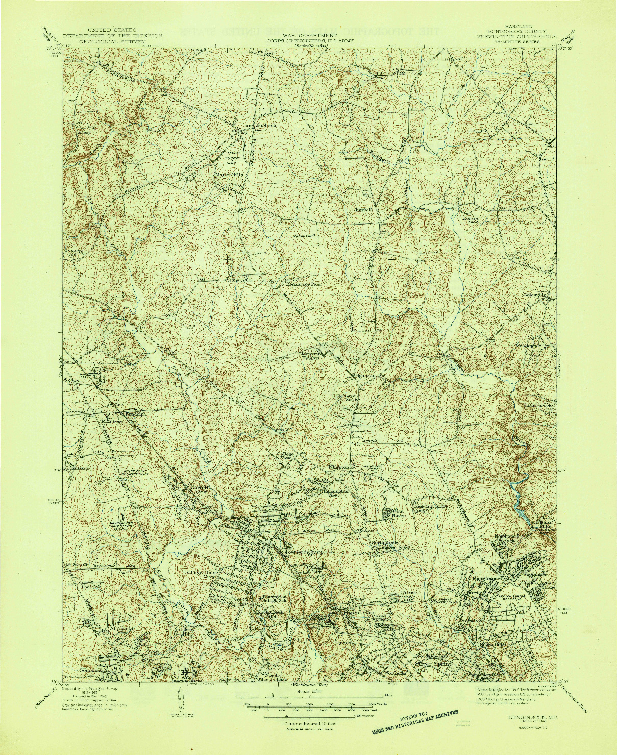 USGS 1:31680-SCALE QUADRANGLE FOR KENSINGTON, MD 1945