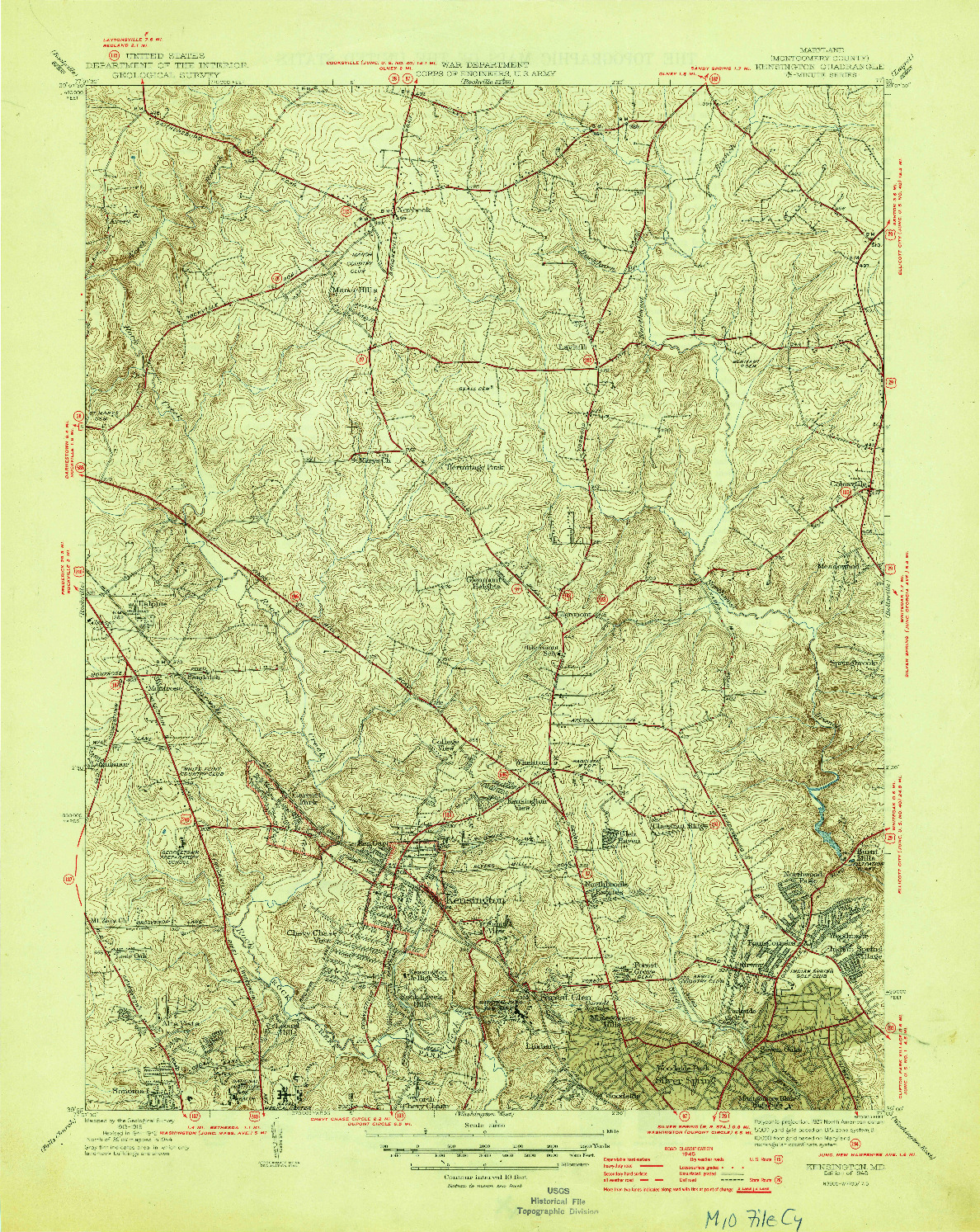 USGS 1:31680-SCALE QUADRANGLE FOR KENSINGTON, MD 1945