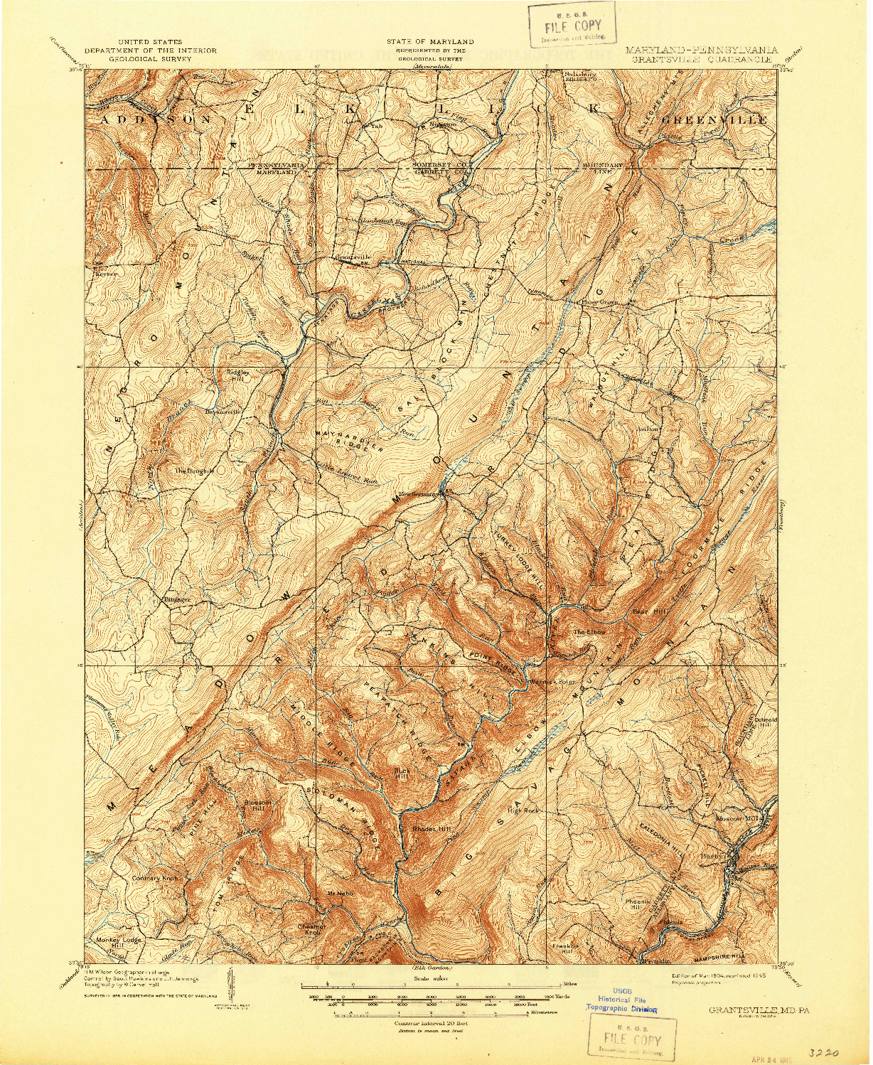 USGS 1:62500-SCALE QUADRANGLE FOR GRANTSVILLE, MD 1904