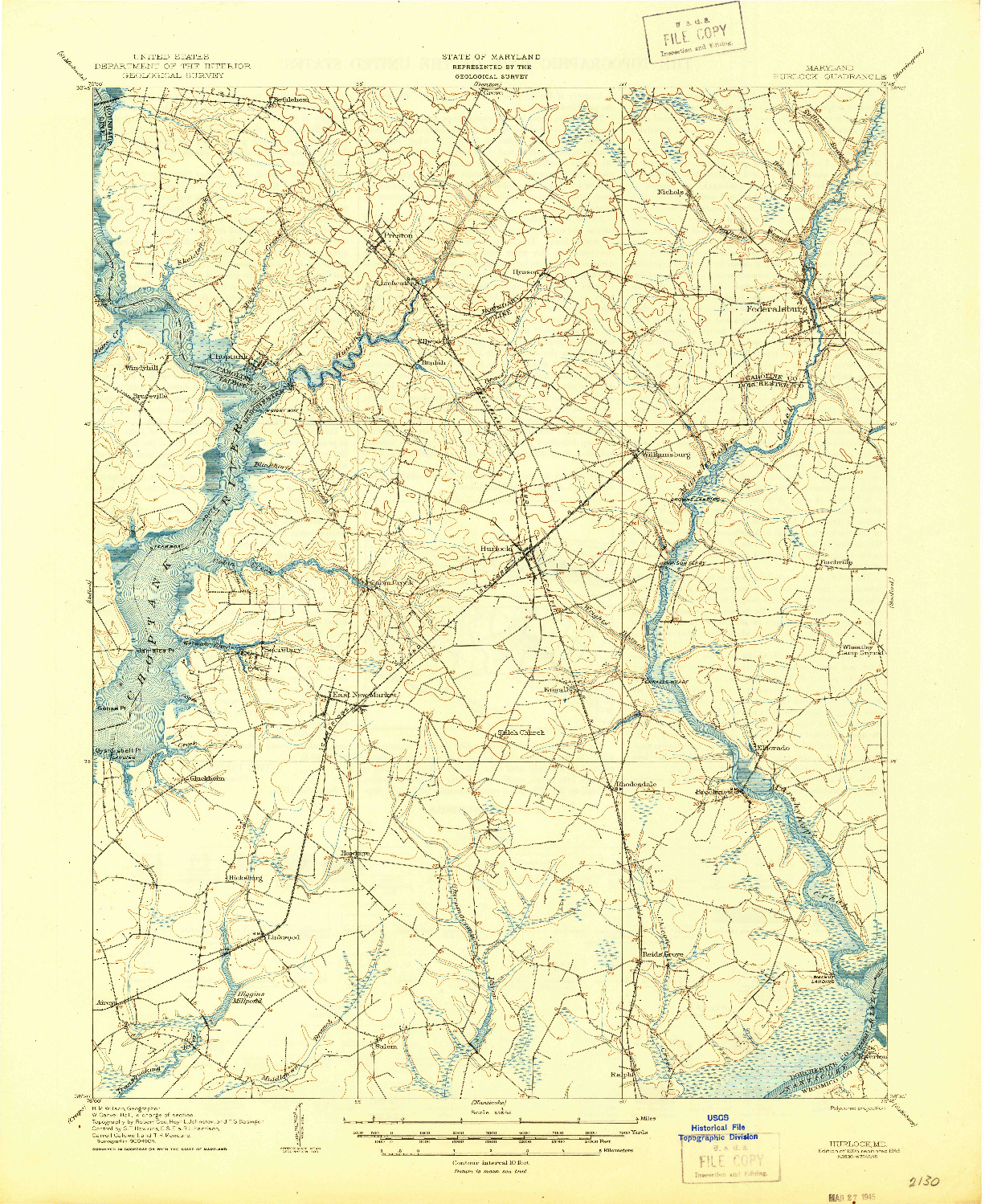 USGS 1:62500-SCALE QUADRANGLE FOR HURLOCK, MD 1905