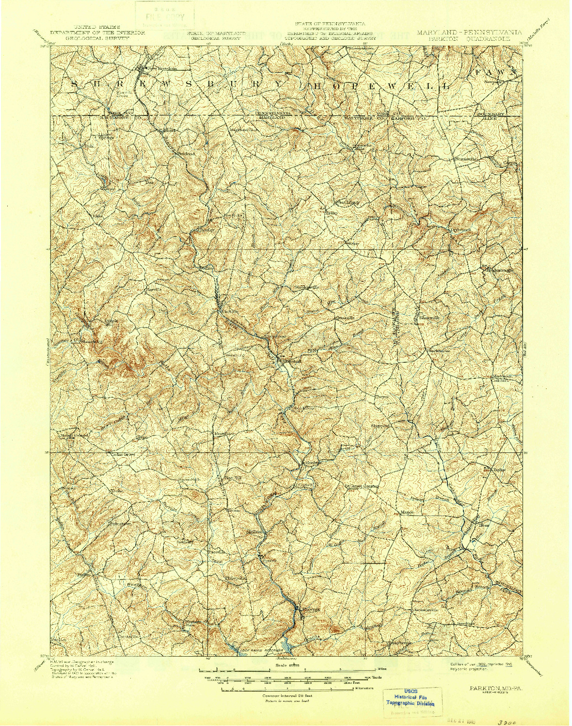 USGS 1:62500-SCALE QUADRANGLE FOR PARKTON, MD 1902