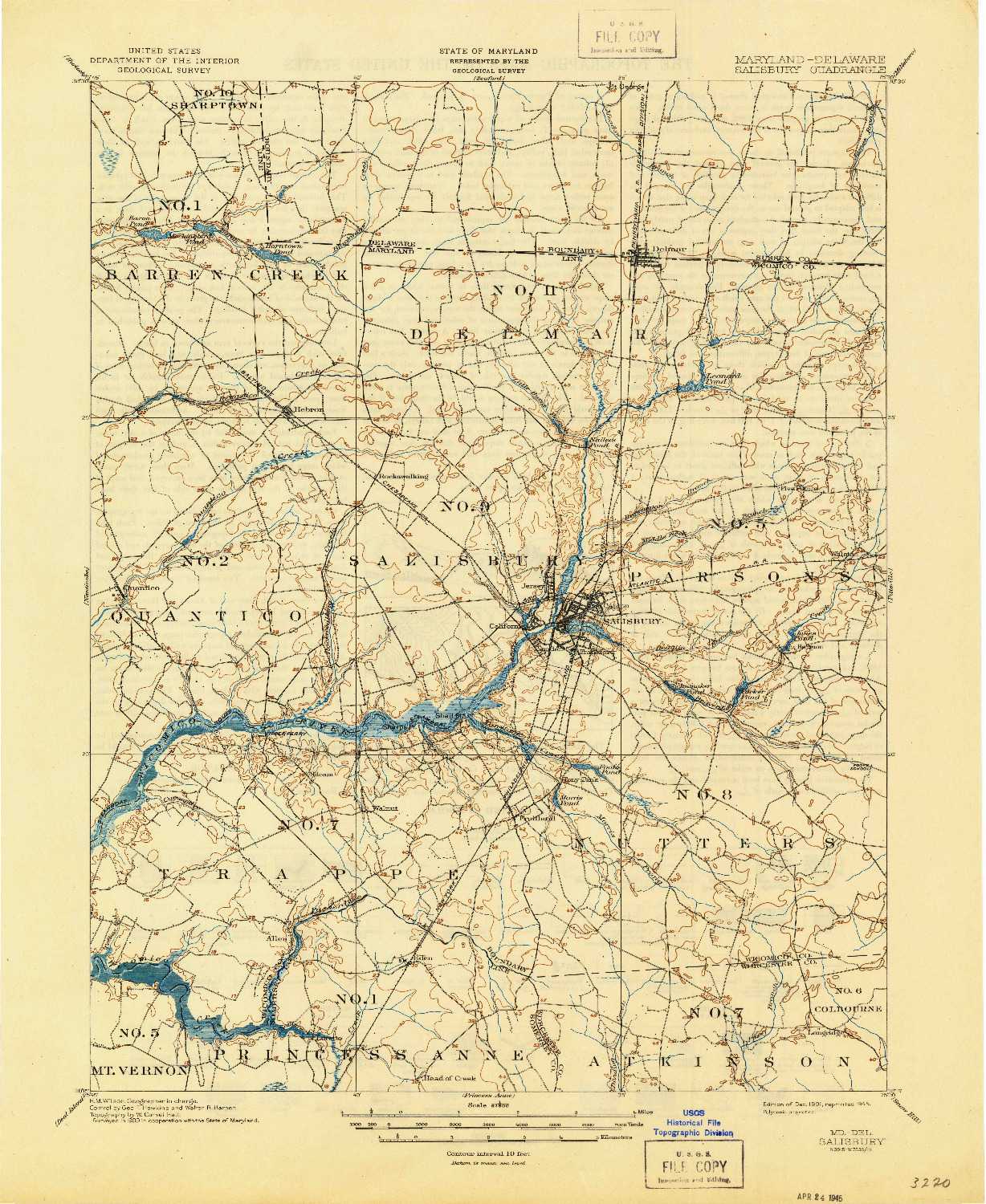 USGS 1:62500-SCALE QUADRANGLE FOR SALISBURY, MD 1901