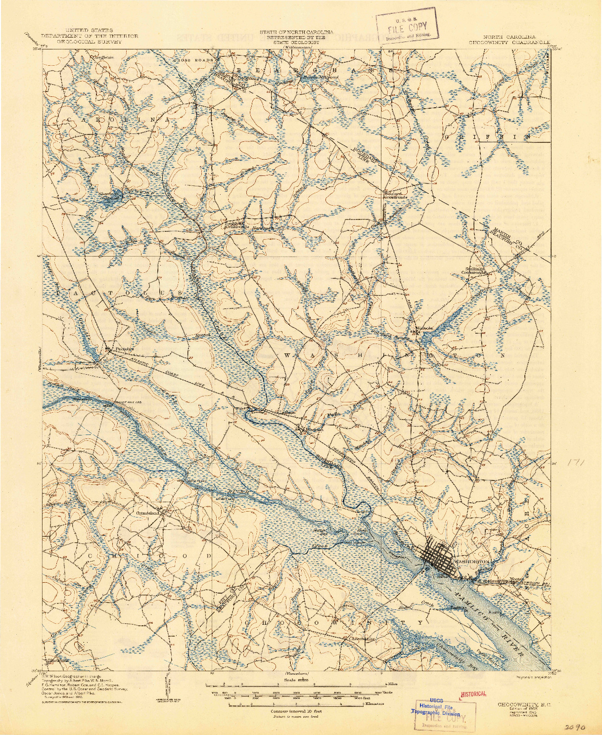 USGS 1:62500-SCALE QUADRANGLE FOR CHOCOWINITY, NC 1905