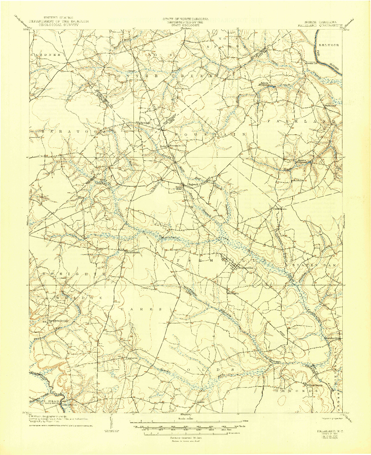 USGS 1:62500-SCALE QUADRANGLE FOR FALKLAND, NC 1904