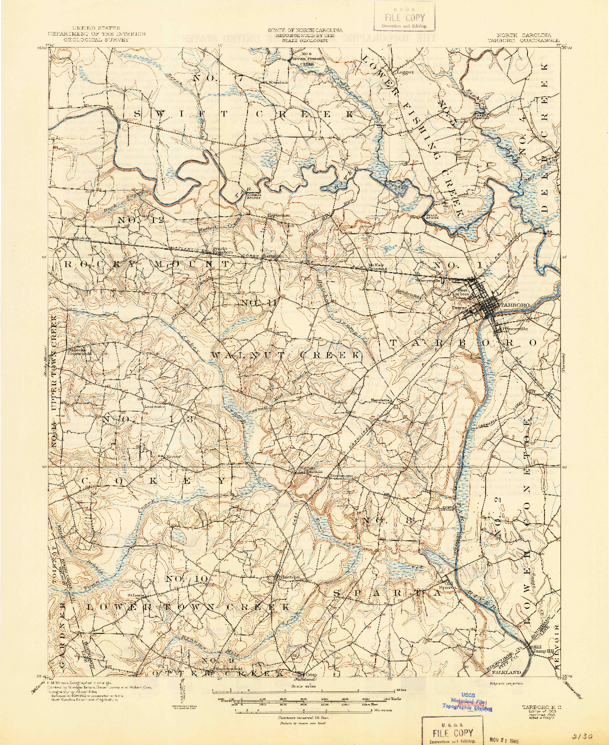USGS 1:62500-SCALE QUADRANGLE FOR TARBORO, NC 1903