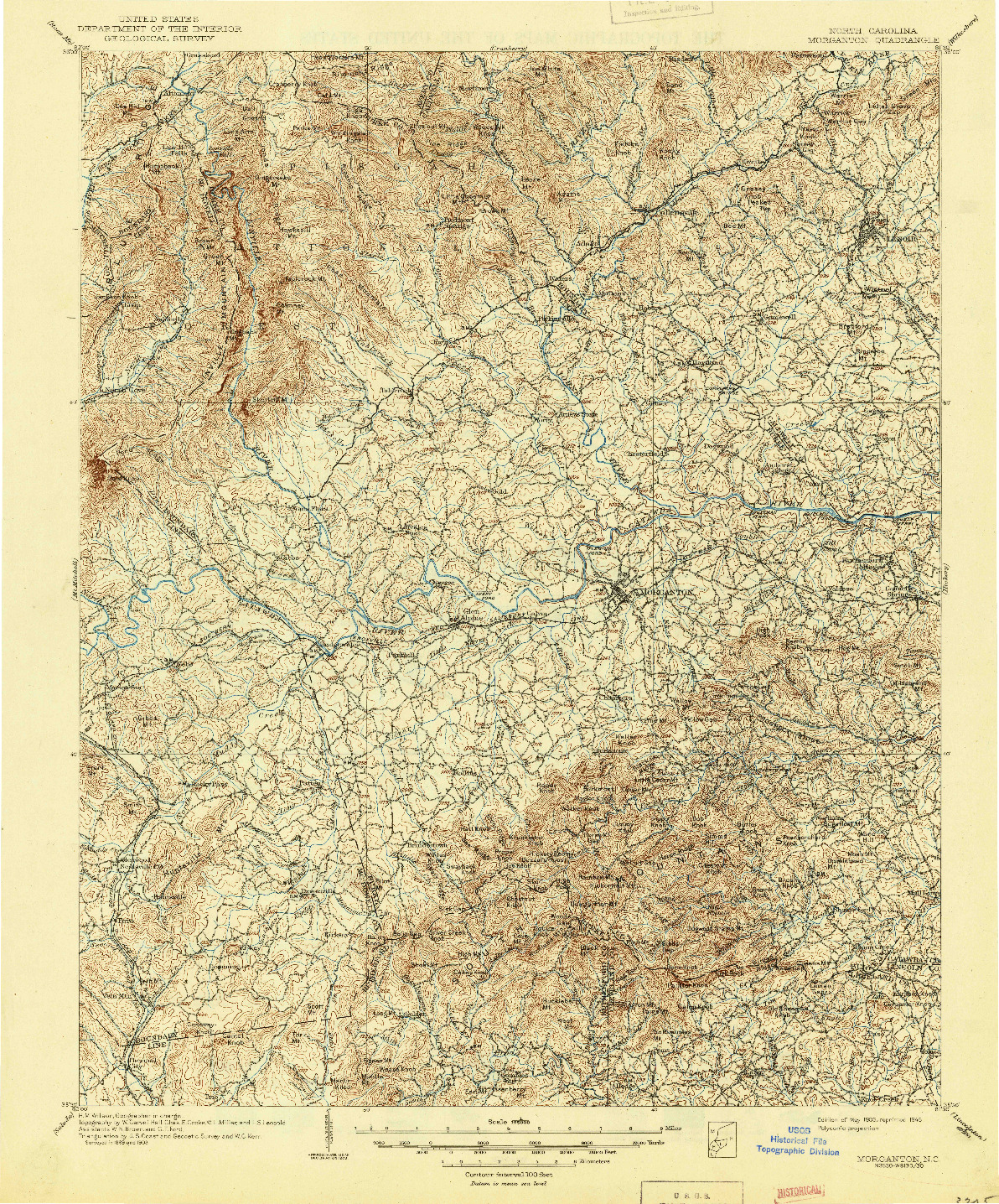 USGS 1:125000-SCALE QUADRANGLE FOR MORGANTON, NC 1905