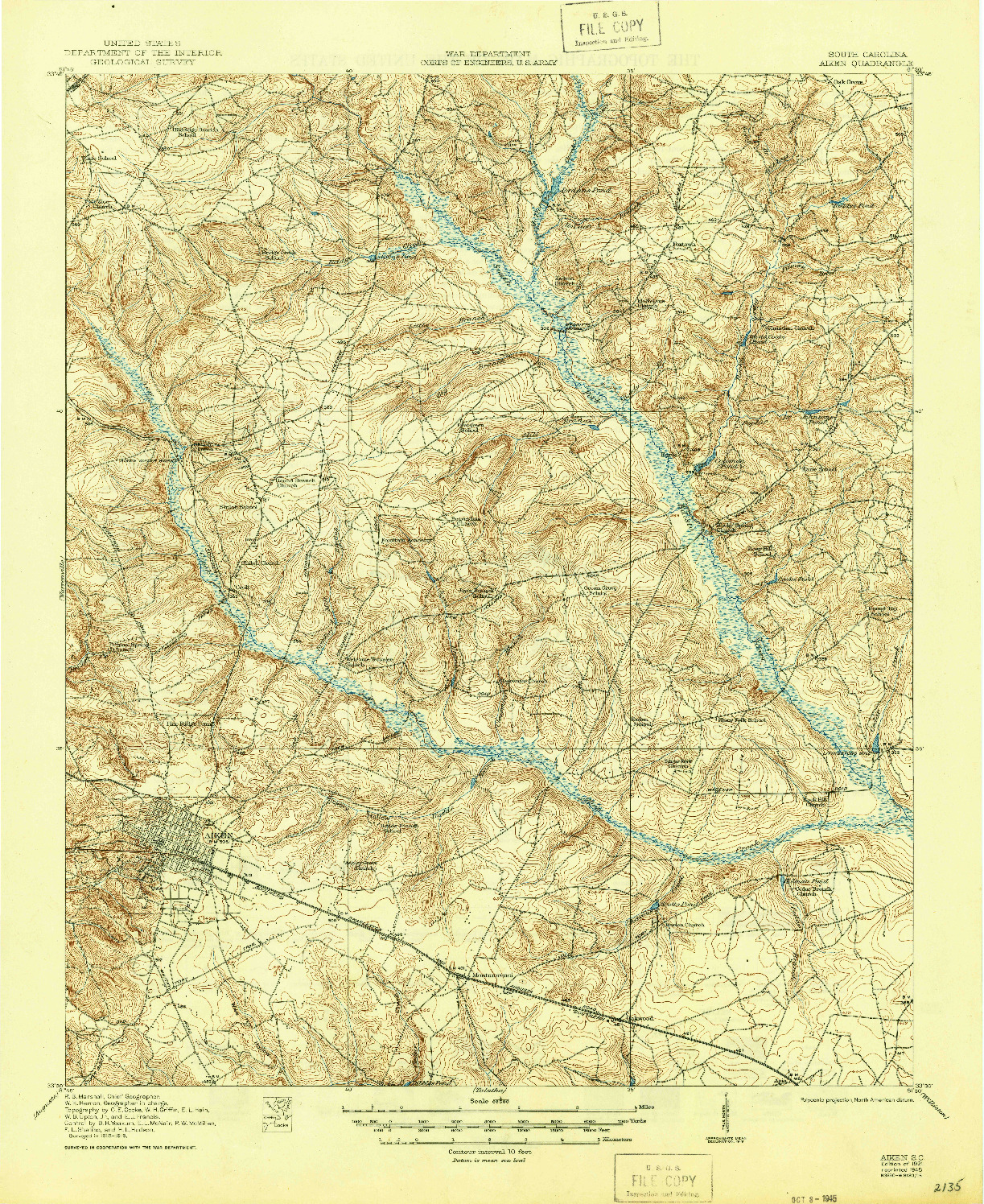 USGS 1:62500-SCALE QUADRANGLE FOR AIKEN, SC 1921