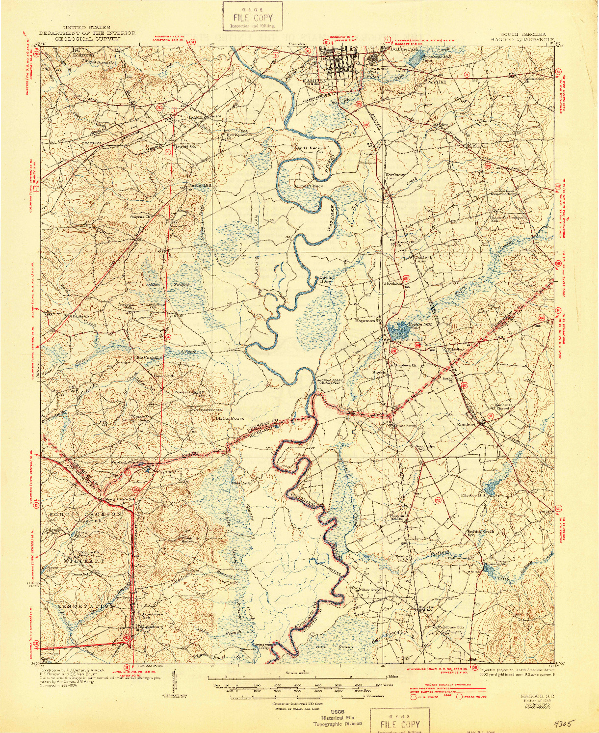 USGS 1:62500-SCALE QUADRANGLE FOR HAGOOD, SC 1938