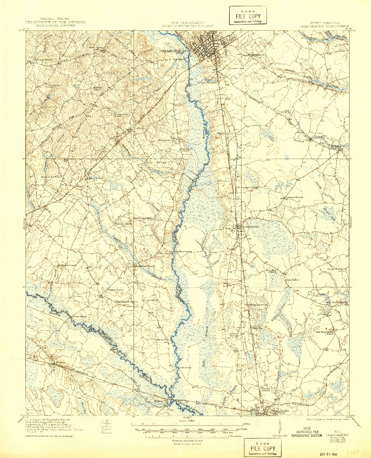 USGS 1:62500-SCALE QUADRANGLE FOR ORANGEBURG, SC 1921